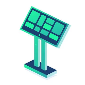 Isometric interactive kiosk. Self service terminal in bank or on train stat.. Stock Illustration