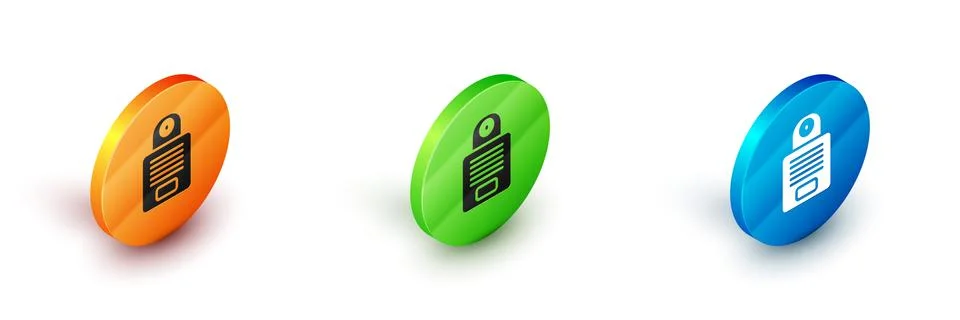 Isometric Intercom icon isolated on white background. Circle button. Vector Stock Illustration