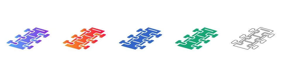 Isometric Interconnected Node Icons Stock Illustration