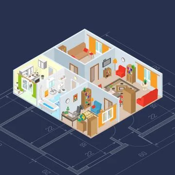 Isometric Interior Concept Stock Illustration