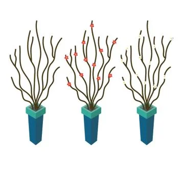 Isometric interior decoration pot Stock Illustration