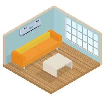 Isometric interior lounge room Stock Illustration