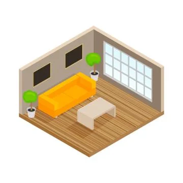 Isometric interior of the lounge room Stock Illustration