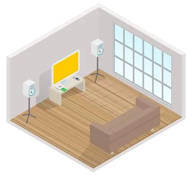 Isometric interior of the room with a TV Stock Illustration