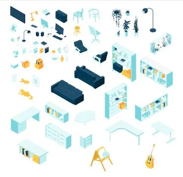 Isometric interior vector illustration 스톡 일러스트