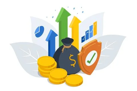 Isometric Investment strategy, Portfolio optimization, Market trends, Return on Stock-Illustration