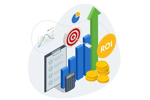 Isometric Investment strategy, Portfolio optimization, Market trends, Return on Stock-Illustration