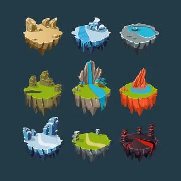 Isometric Islands elements for games Stock Illustration