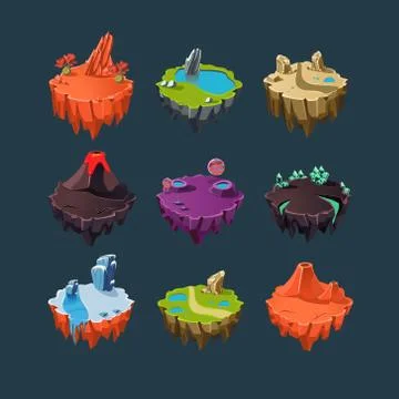 Isometric Islands elements for games Stock Illustration