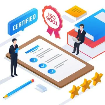 Isometric iso certification concept Stock Illustration