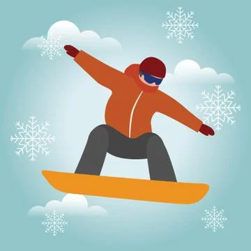 Isometric isolated vector man snowboarder. Urban style and hot tricks in park Stock Illustration