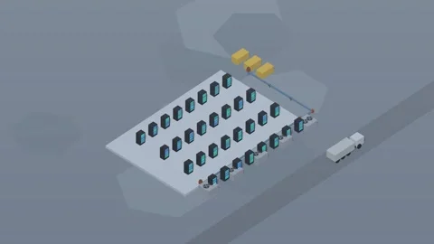 Isometric isometric data center servers cooling technology cool loop rotating Stock-Footage 340333128
