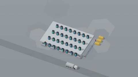 Isometric isometric data center servers cooling technology bright loop rotating Stock Footage 340333129