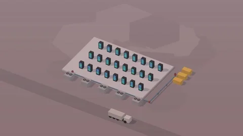 Isometric isometric data center servers cooling technology dawn loop rotating Stock Footage 340333146