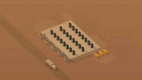Isometric isometric data center servers cooling technology dusk loop rotating Video stock 340333148