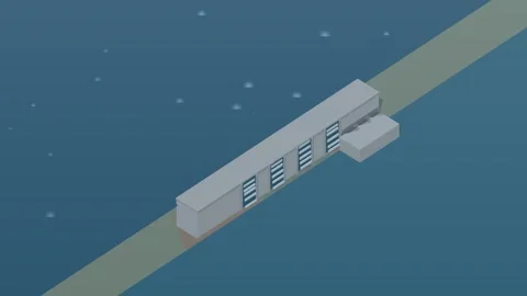 Isometric isometric hydroelectric dam spillway water power cool loop rotating Stock Footage 340333392