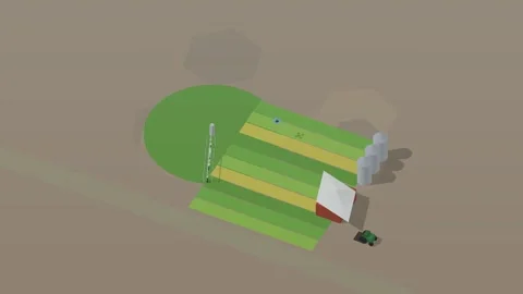 Isometric isometric smart farm irrigation tractor agriculture bright loop Stock Footage 340334022