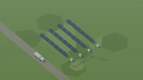 Isometric isometric solar power plant photovoltaic panels loop rotating diorama 스톡 동영상 340334541