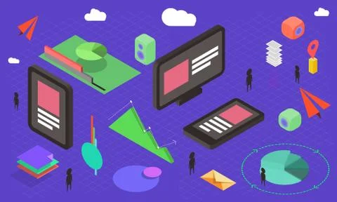Isometric Items for infographic Illustrazione stock