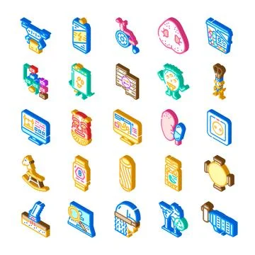Isometric items modern digital technology and health concept Stock Illustration