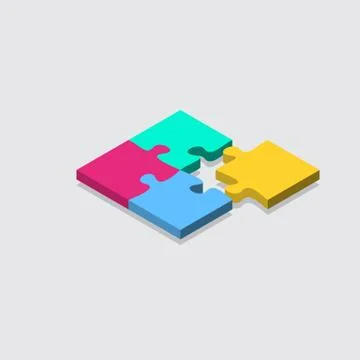 Isometric jigsaw puzzle grid background. tile vector illustration Stock Illustration