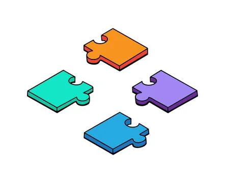 Isometric jigsaw puzzle vector Illustrazione stock