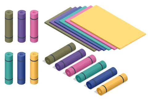 Isometric karimat, a lightweight, thin mat made of foam or rubber, designed for Stock Illustration