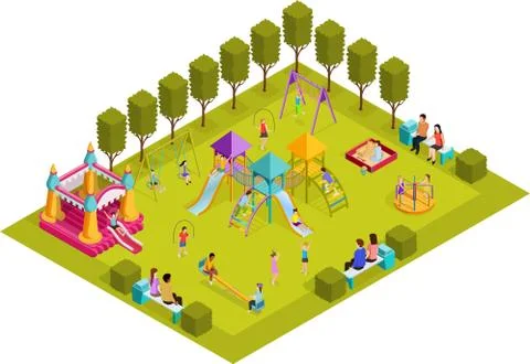 Isometric Kids Playground Stock Illustration