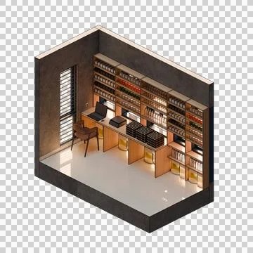 Isometric Kiosk 3D Render Illustration 스톡 일러스트