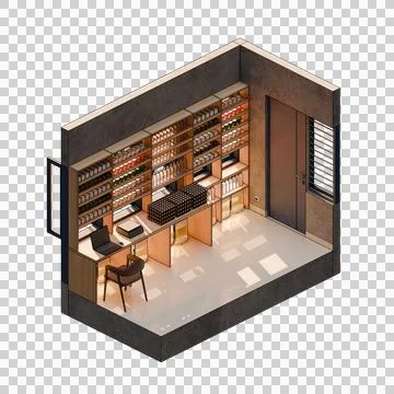 Isometric Kiosk Shop 3D Render Illustration Stock-Illustration