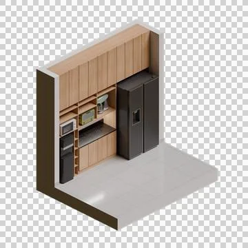 Isometric Kitchen 3d render design elemet Stock Illustration