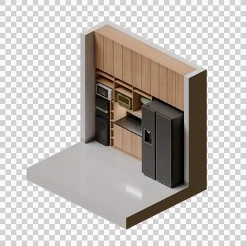Isometric Kitchen 3d render design elemet Stock Illustration