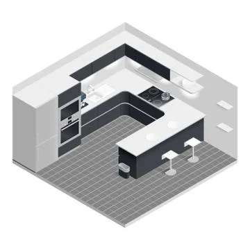 Isometric kitchen set Stock Illustration