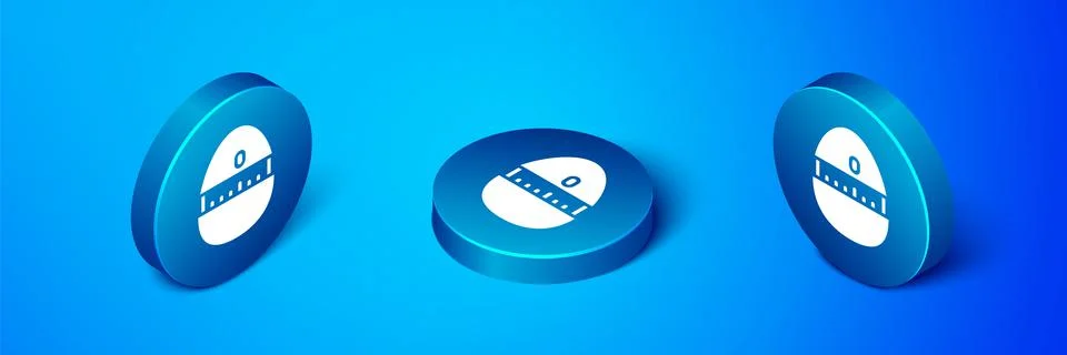 Isometric Kitchen timer icon isolated on blue background. Cooking utensil. Blue Stock Illustration