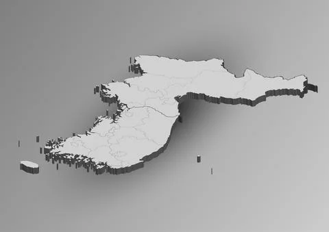 Isometric Korea map with border vector template. Shadow grey background. Stock Illustration