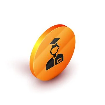 Isometric Laboratory assistant icon isolated on white background. Orange circle Stock Illustration
