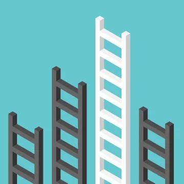 Isometric ladders, one unique Stock Illustration