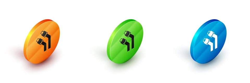 Isometric LAN cable network internet icon isolated on white background. Circl Stockillustratie