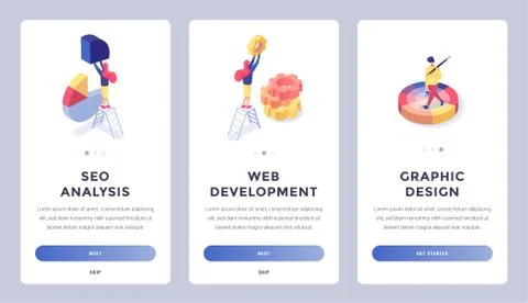Isometric landing page set Stock Illustration