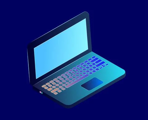 Isometric laptop on dark background Stock Illustration