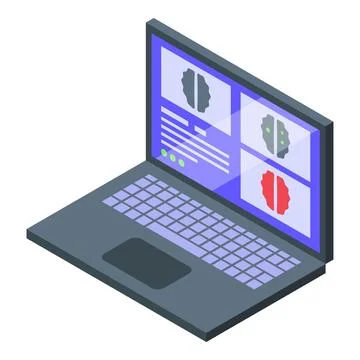 Isometric laptop with data analysis interface Stock Illustration