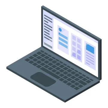 Isometric laptop with interface elements イラスト素材