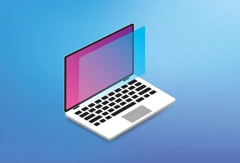 Isometric Laptop Modern Technology PC Mesh UI UX Background Illustration Stock Illustration