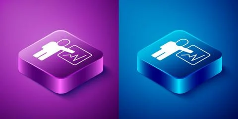 Isometric Leader of a team of executives icon isolated on blue and purple b.. Stock Illustration