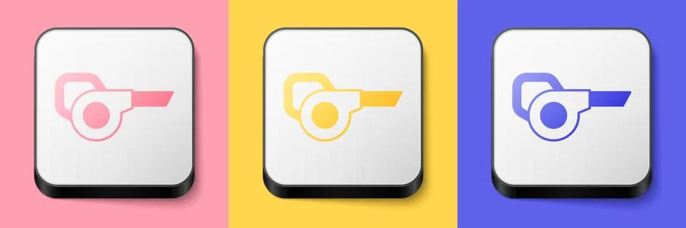 Isometric Leaf garden blower icon isolated on pink, yellow and blue backgro.. Stock Illustration