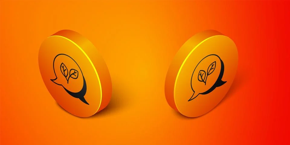 Isometric Leaf icon isolated on orange background. Leaves sign. Fresh natur.. Stock Illustration