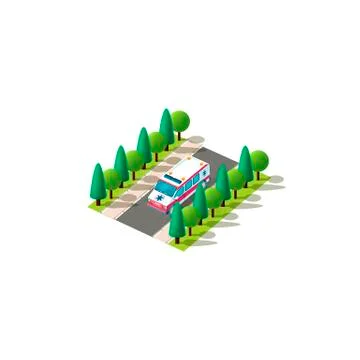 Isometric left view ambulance Stock Illustration