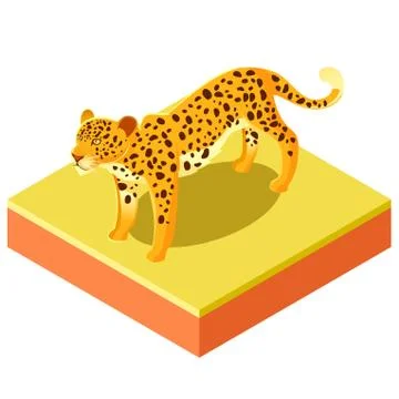 Isometric leopard on a square ground Stock Illustration
