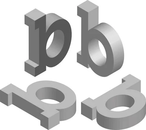 Isometric letter b. Template for creating logos, emblems, monograms Stock Illustration
