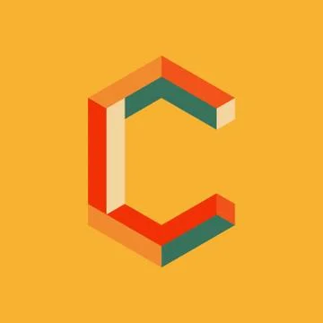 Isometric Letter C Icon Design Element Stock Illustration